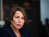 Massachusetts Attorney General Maura Healey speaks with reporters in May 2019.